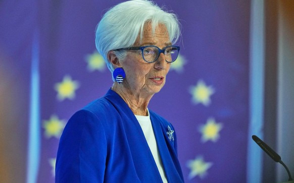 President of European Central Bank Christine Lagarde addresses the media during a press conference after an ECB's governing council meeting in Frankfurt, Germany, Thursday, June 11, 2026. (AP Pho ...
