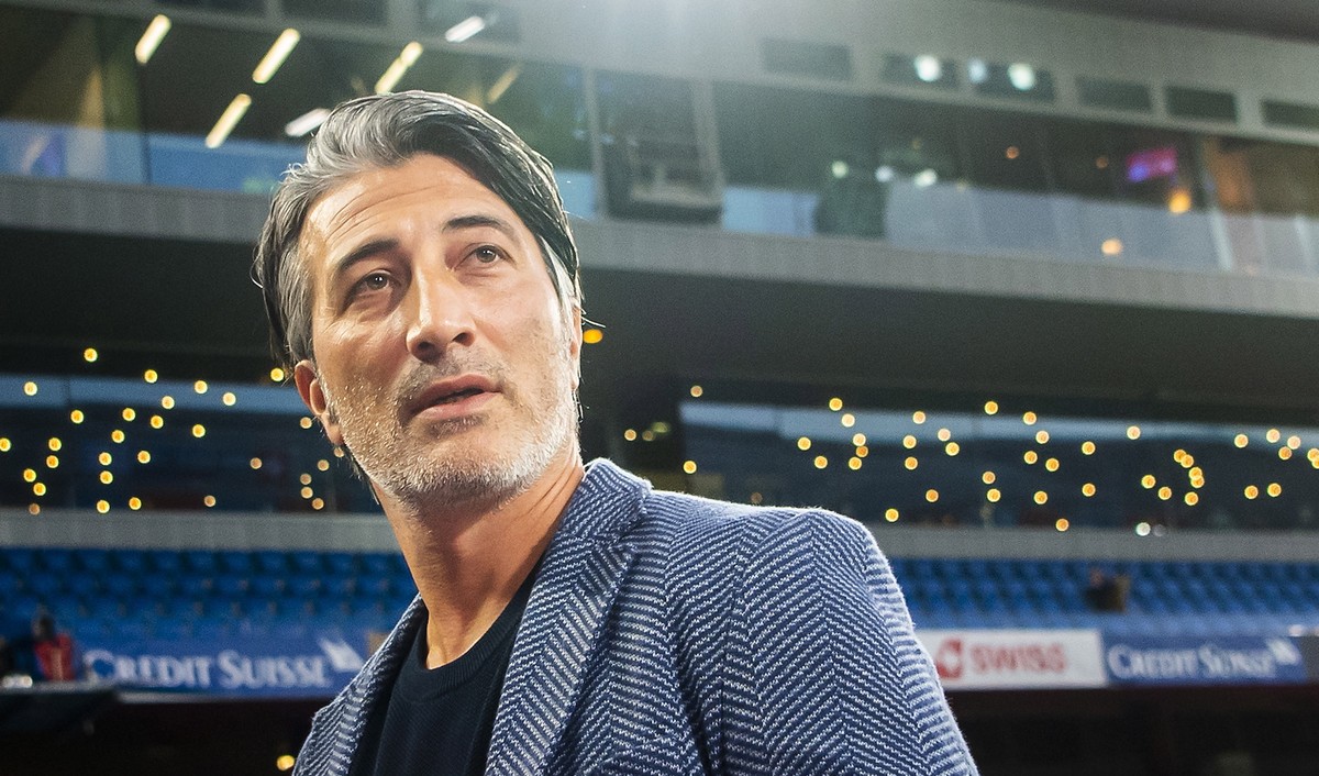 epa09441222 Switzerland's head coach Murat Yakin arrives for a international soccer test match between Switzerland and Greece at the St. Jakob-Park stadium in Basel, Switzerland, 01 September 202 ...