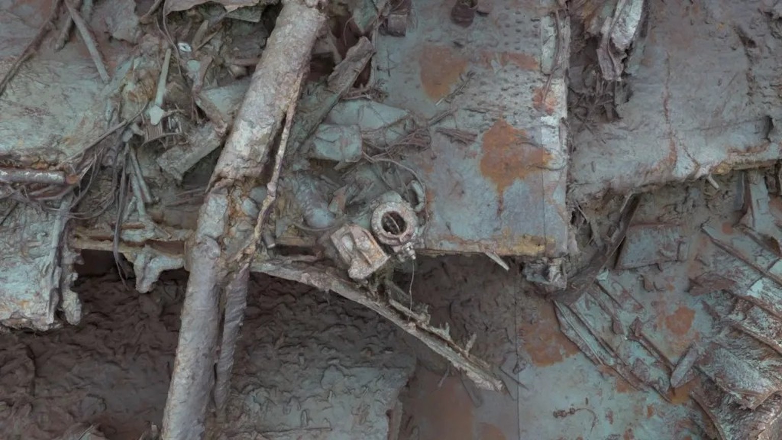 Titanic-Wrack: Ein kreisförmiges Ventil - in der Mitte dieses Bildes - befindet sich in geöffneter Stellung
