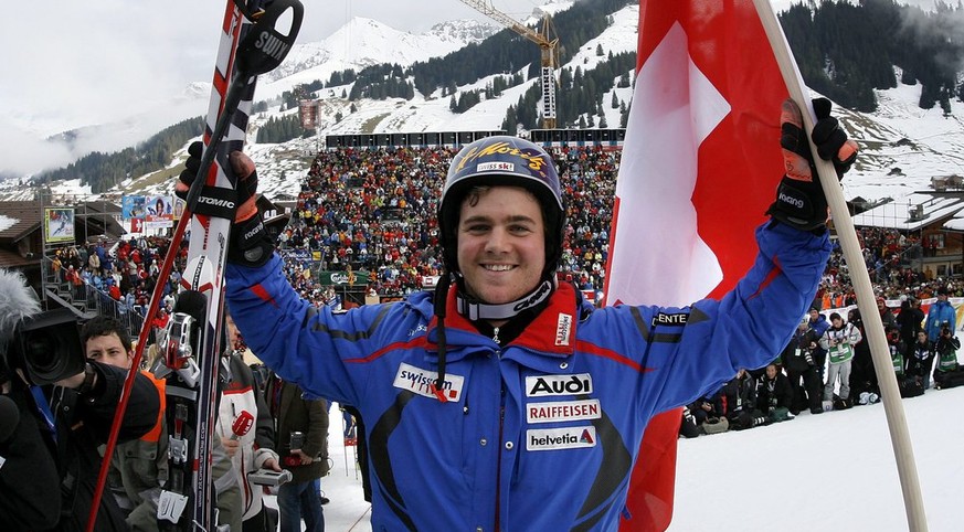 07.01.2007: Marc Berthod beendet beim Slalom von Adelboden mit Startnummer 60 und mit dem Lauf seines Lebens die grosse Schweizer Ski-Misere