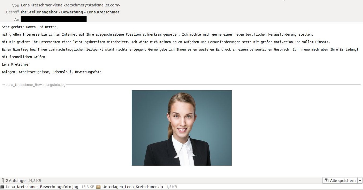 Der Erpressungs-Trojaner kommt per Fake-Bewerbung.