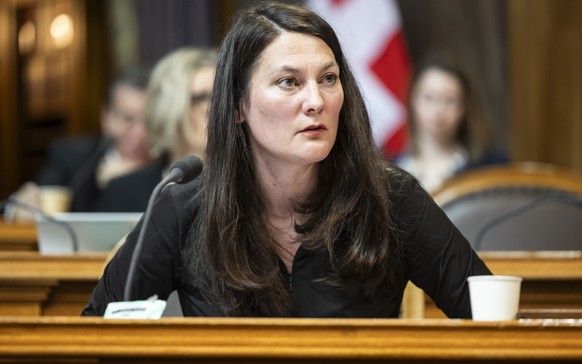 Tiana Angelina Moser, GLP-ZH, spricht fuer die Kommission zur Debatte um den Schutzstatus S, an der Fruehjahrssession der Eidgenoessischen Raete, am Mittwoch, 13. Maerz 2024 im Staenderat in Bern. (KE ...
