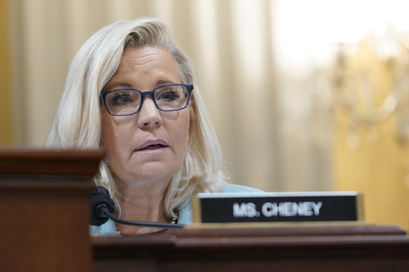 Vice Chair Rep. Liz Cheney, R-Wyo., speaks as the House select committee investigating the Jan. 6 attack on the U.S. Capitol continues to reveal its findings of a year-long investigation, at the Capit ...