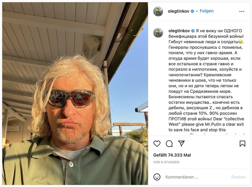 Oleg Tinkow auf Instagram.