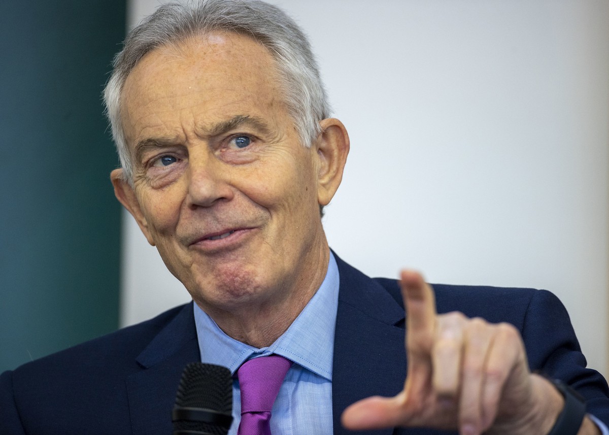 Former British Prime Minister Tony Blair speaks during an event on the 25th anniversary of the Good Friday Agreement, the landmark peace accord that ended three decades of violence in Northern Ireland ...