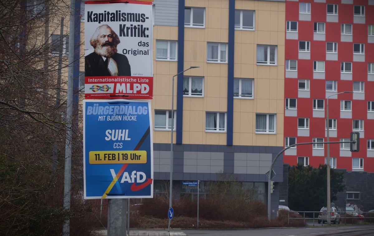 Aufnahmen der Innenstadt von Suhl im Bundesland Thüringen, Deutschland, am 12. Februar 2025.