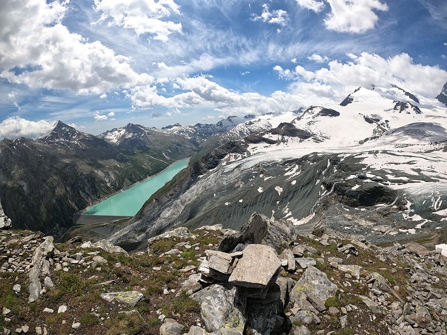 Gletscher Rauszeit Mattmarkstausee vom Klein Allalin