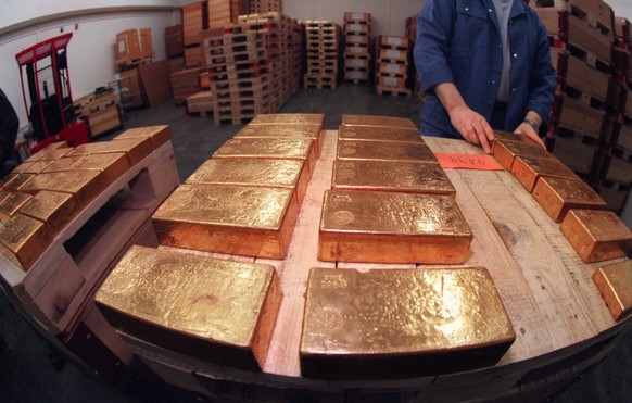 Goldbarren im Tresor der Schweizerischen Nationalbank.