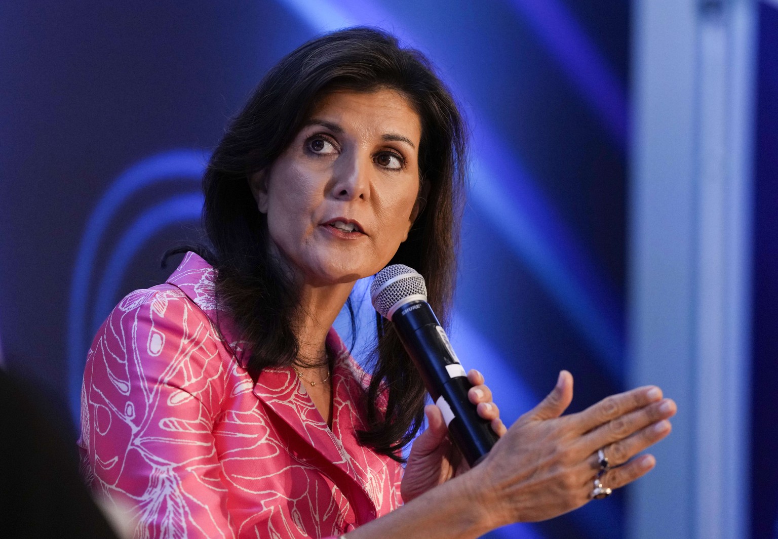 Nikki Haley, former U.S. ambassador to the United Nations and current Vice-Chair Public and Government Affairs at Edelman, participates in a panel discussion at the Canadian Chamber of Commerce B7 Sum ...