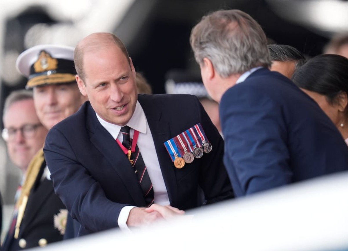 PORTSMOUTH, ENGLAND - JUNE 5: Prince William, Prince of Wales attends the UK's national commemorative event for the 80th anniversary of D-Day, hosted by the Ministry of Defence on Southsea Common ...