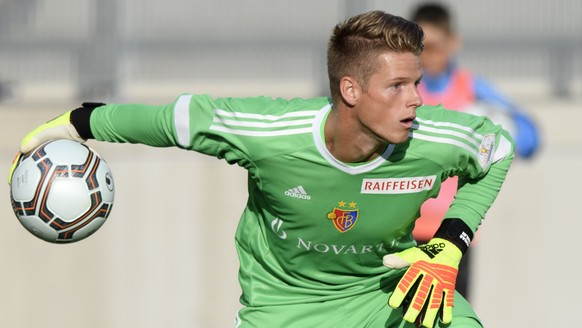 Basel&#039;s goalkeeper Jonas Omlin in action during a friendly soccer match of the international Uhrencup tournament between Switzerland&#039;s FC Basel and England&#039;s Wolverhampton Wanderers F.C ...