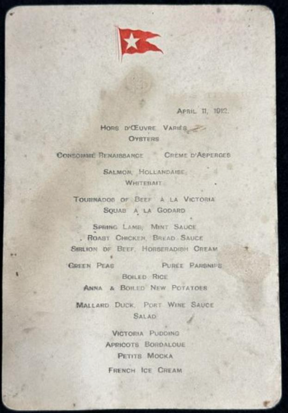 Menu du Titanic