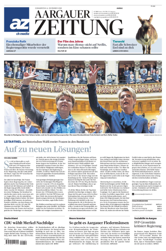 Zeitungen Cover Frontseiten Bundesratswahl Bundesrat Amherd Keller-Sutter