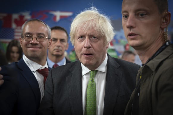 Former British Prime Minister Boris Johnson attends the Yalta European Strategy Forum (YES) in Kyiv, Ukraine, Friday, Sept. 8, 2023. (AP Photo/Efrem Lukatsky)