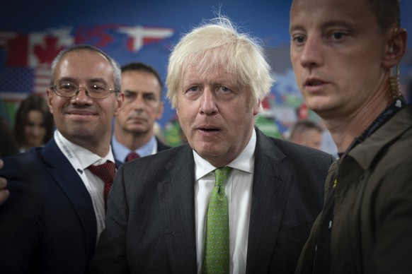 Former British Prime Minister Boris Johnson attends the Yalta European Strategy Forum (YES) in Kiev, Ukraine, Friday, September 8, 2023. (AP Photo/Efrem Lukatsky)