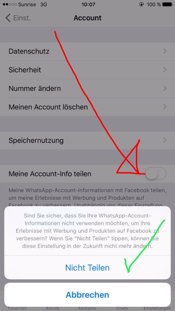 Hallöchen Watsons
Seit Tagen bekomme ich in mehreren WhatsApp-Gruppen diesen Screenshot, der angeblich zeigt, wie man verhindert dass WA meine Daten an FB weiterreicht. Ist da was dran oder ist das in ...