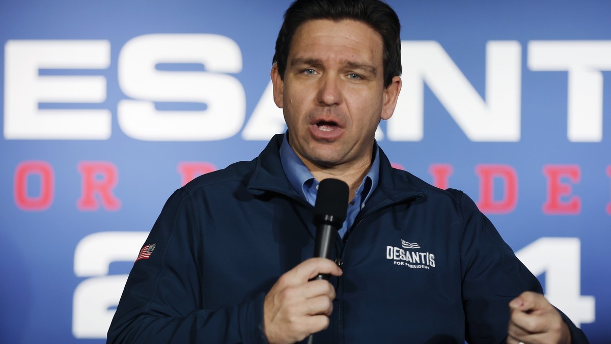 FILE - Republican presidential candidate Florida Gov. Ron DeSantis speaks during a campaign event, Jan. 17, 2024, in Hampton, N.H. DeSantis has suspended his Republican presidential campaign after a d ...