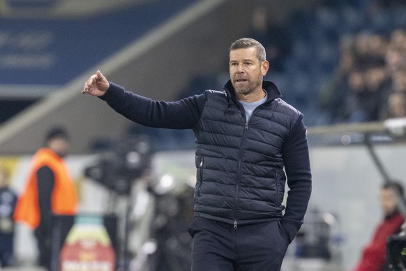 Der Trainer von Luzern, Mario Frick beim Super League Meisterschaftsspiel zwischen dem FC Luzern und dem FC Winterthur vom Sonntag, 9. Februar 2025 in Luzern. (KEYSTONE/Urs Flueeler)