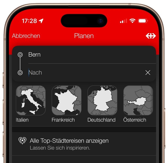 Screenshot SBB Preview (Dezember 2024).