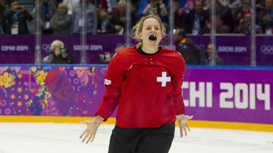 Raus mit der Freude: Stalder feiert den Gewinn der Olympia-Bronzemedaille 2014.