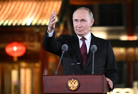 epa12348913 Russian President Vladimir Putin speaks during a press conference, at the end of his visit to China for the Tianjin SCO Summit and the military parade to mark the 80th anniversary of the e ...