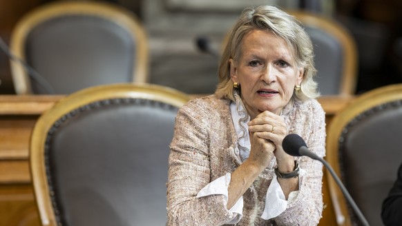Andrea Gmuer, Mitte-LU, spricht zur Finanzierung der Armee an der Sommersession der Eidgenoessischen Raete, am Montag, 3. Juni 2024 im Staenderat in Bern. (KEYSTONE/Alessandro della Valle)