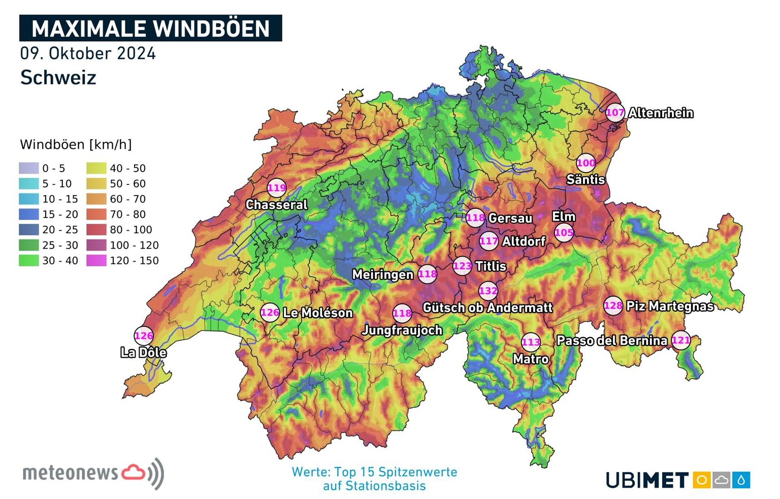 So stark hat es am Mittwoch in der Schweiz gestürmt.