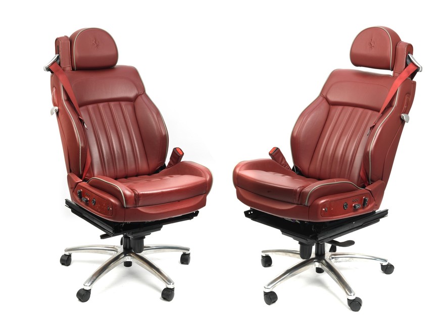 A pair of Ferrari 612 leather front seats, mounted as office chairs,
Estimate: CHF 1’600 - CHF 2’700
https://cars.bonhams.com/auction/30544/lot/44/a-pair-of-ferrari-612-leather-front-seats-mounted-as- ...