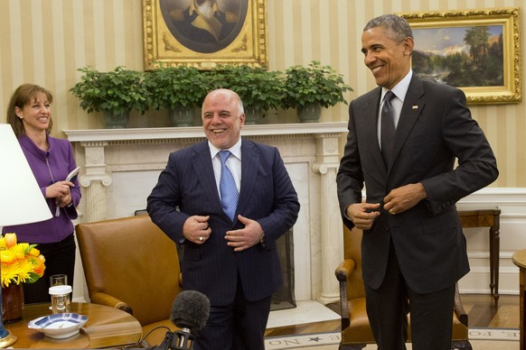 &nbsp;Haider al-Abadi und Barack Obama im weissen Haus.