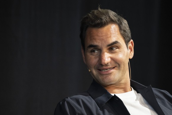 Roger Federer spricht waehrend der Praesentation der Kollektion von Swiss Olympic, Ochsner Sport und On anlaesslich der �Swiss Olympic Team Collection Paris 2024�, aufgenommen am Mittwoch, 29. Mai 202 ...