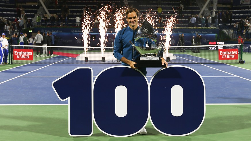 In Dubai machte Federer die 100 voll, mittlerweile steht er bei 103 Turniersiegen.