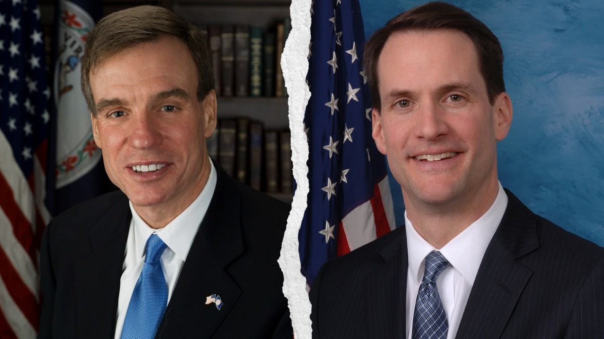 Senator Mark Warner und Abgeordneter Jim Himes, USA.