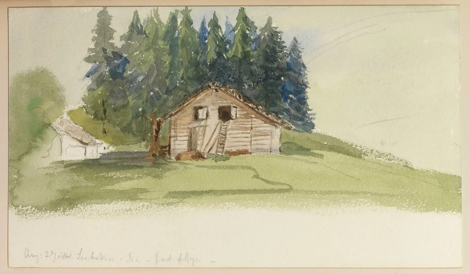 Beim Nachmittagstee gemalt: der Stall auf der Seebodenalp an der Rigi.
https://www.rct.uk/collection/search#/56/collection/980042-bl/foot-of-rigi