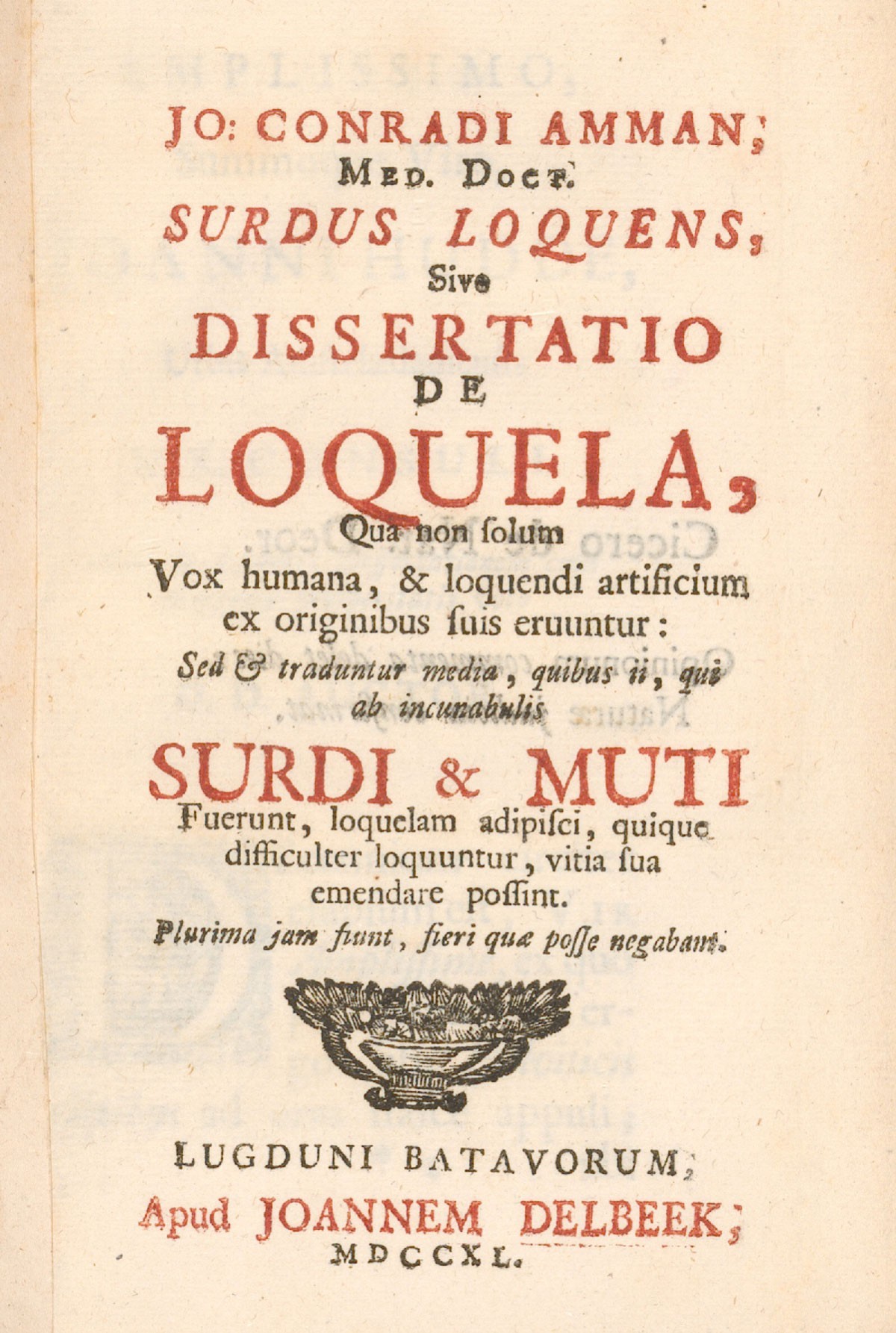 Couverture du Surdus loquens de Johann Konrad Amman, 1692.
https://www.e-rara.ch/zuz/content/zoom/13173611