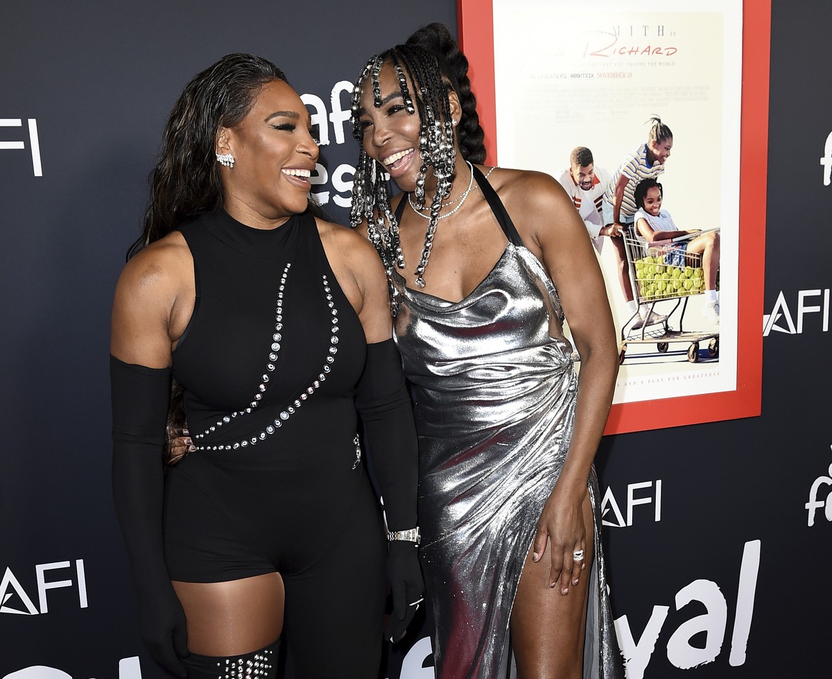Executive producers Serena Williams, left, and Venus Williams arrive at the premiere of "King Richard" during the American Film Fest at the TCL Chinese Theatre on Sunday, Nov. 14, 2021, in L ...