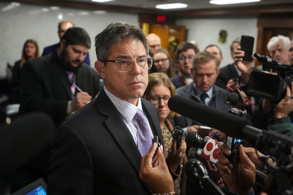 Indiana Senate President Pro Tem Rodric Bray takes a question after a bill to redistrict the state&#039;s congressional map was defeated, Thursday, Dec. 11, 2025, at the Statehouse in Indianapolis. (A ...