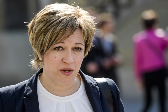 Valerie Piller Carrard, candidate pour le parti socialiste reagit lors du 2eme tour de l&#039;election pour le Conseil d&#039;Etat du canton de Fribourg ce dimanche 25 mars 2018 a Fribourg. (KEYSTONE/ ...