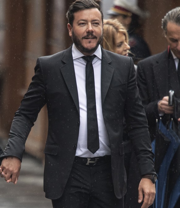 epa07609984 Austrian businessman Rene Benko arrives with his wife Nathalie for a memorial service for Niki Lauda at Saint Stephen&#039;s Cathedral in Vienna, Austria, 29 May 2019. Austrian Formula One ...