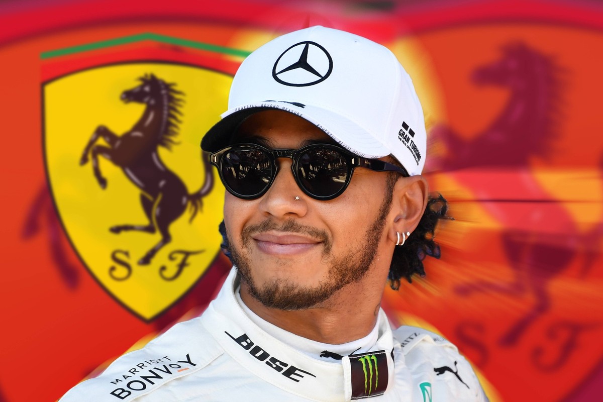 FOTOMONTAGE: Sensationswechsel bahnt sich an:Lewis HAMILTON zu Ferrari ARCHIVFOTO Lewis HAMILTON GBR,Mercedes AMG Petronas Motorsport, Aktion,Einzelbild,angeschnittenes Einzelmotiv,Portraet,Portrait,P ...