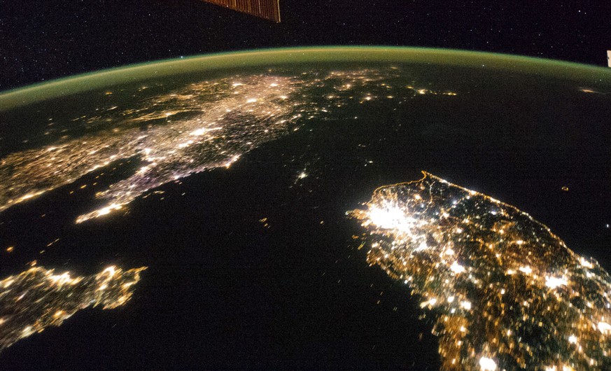 Ein Satellitenbild vom Februar 2014 zeigt die koreanische Halbinsel und China.