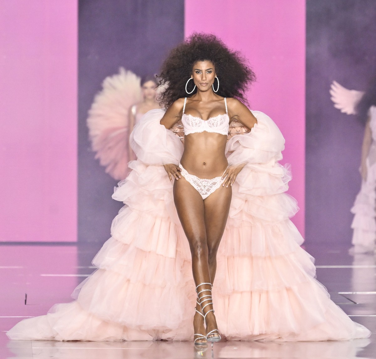 Imaan Hammam walks the runway during the Victoria's Secret Fashion Show on Tuesday, Oct. 15, 2024, in the Brooklyn borough of New York. (Photo by Evan Agostini/Invision/AP)
Imaan Hammam