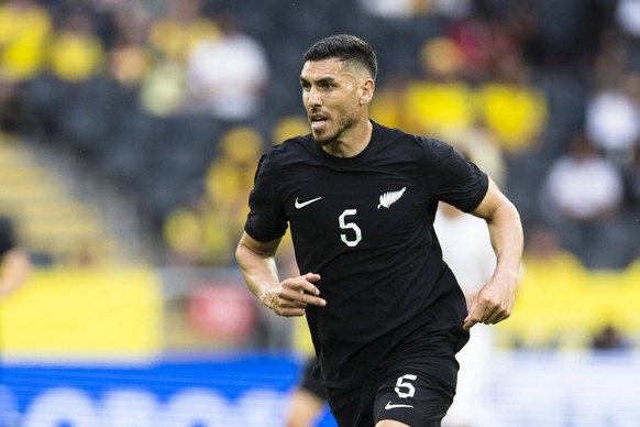 230616 Michael Boxall of New Zealand during the national team's international friendly soccer match between Sweden and New Zealand on June 16, 2023 in Stockholm.  Photo: Andreas Sand...