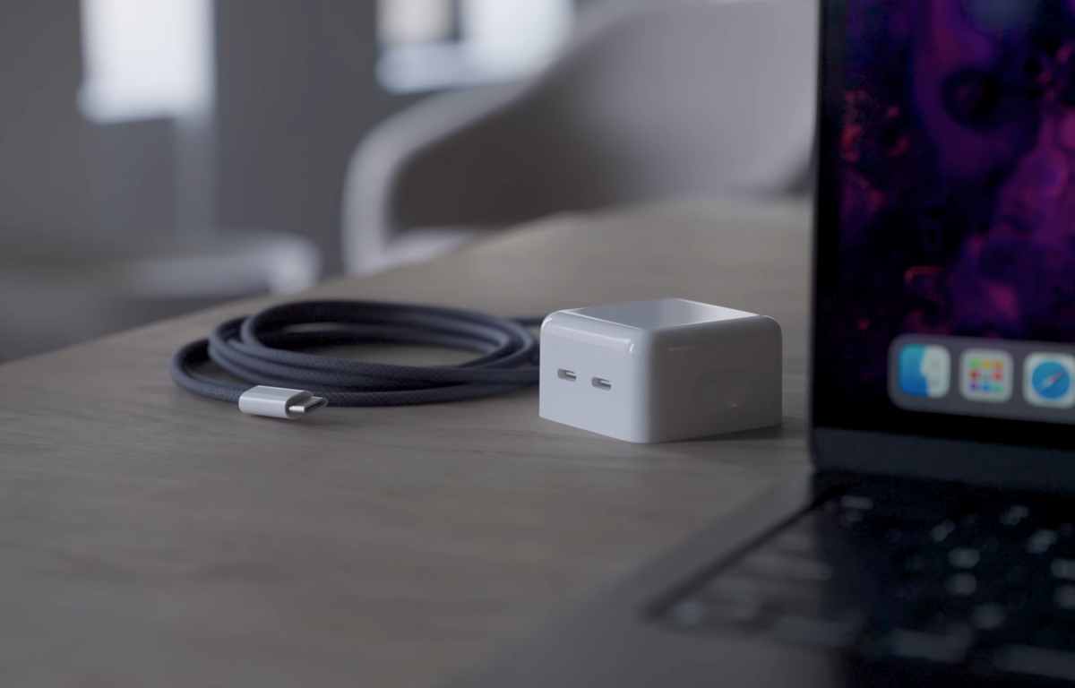 USB-C-Ladekabel und -adapter zum Macbook Air 15" (2023).