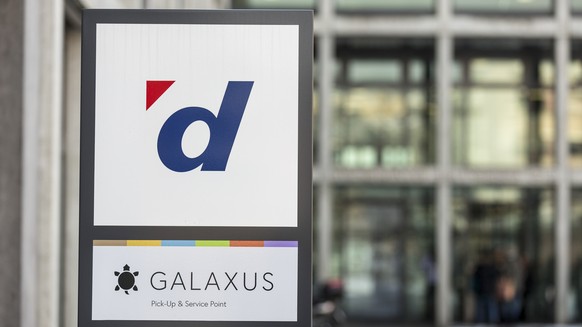 The company logos of Digitec and Galaxus, pictured on February 25, 2013, in front of a shop of Digitec AG in Zurich, Switzerland. Swiss company Digitec AG sells IT, entertainment electronics and telec ...