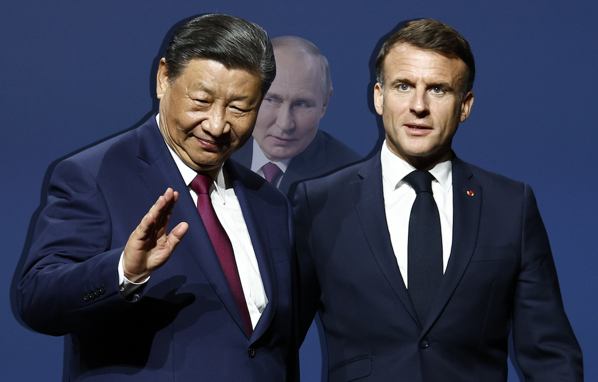 Emmanuel Macron, Vladimir Poutine et Xi Jinping.
