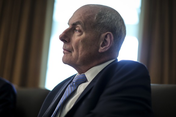 epa06953191 White House Chief of Staff John Kelly attends a Cabinet Meeting in the Cabinet Room of the White House in Washington DC, USA, 16 August 2018. US President Donald J. Trump hosts a cabinet m ...