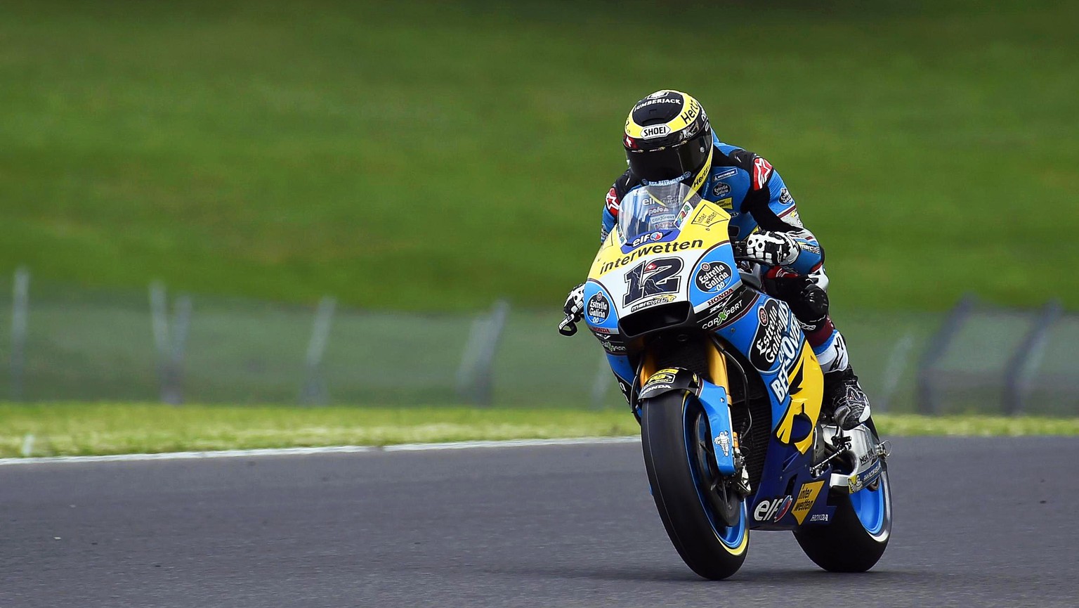 epa06778429 Swiss MotoGP rider Thomas Luethi of the EG 0,0 Marc VDS team in action during the free practice session at the Mugello circuit in Scarperia, central Italy, 01 June 2018. The Motorcycling G ...