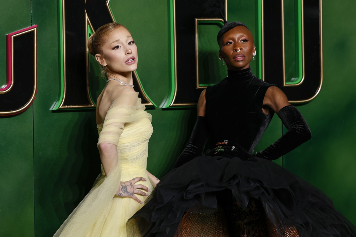 Ariana Grande, left, and Cynthia Erivo pose for photographers upon arrival at the premiere of the film 'Wicked' on Monday, Nov. 18, 2024, in London. (Photo by Millie Turner/Invision/AP)
Aria ...