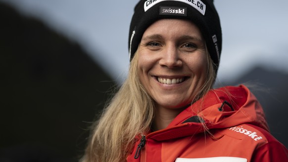 Andrea Ellenberger from Switzerland poses for a portrait at a press conference prior the FIS Alpine Ski World Cup season in Soelden, Austria, on Thursday, October 20, 2022. The Alpine Skiing World Cup ...