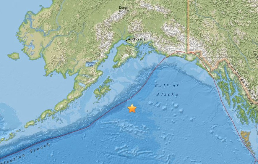 Erdbebenkarte der&nbsp;US-Erdbebenwarte USGS.